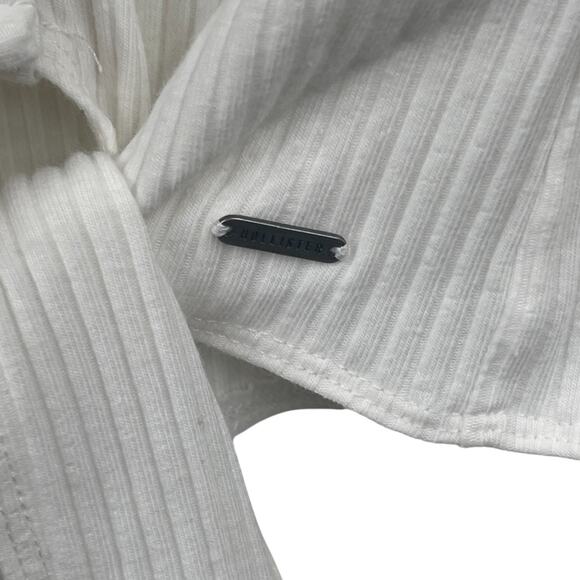 Hollister White Ribbed Henley Top XS Button A&F Elena Gilbert Bella Y2K Inspire - Picture 5 of 7